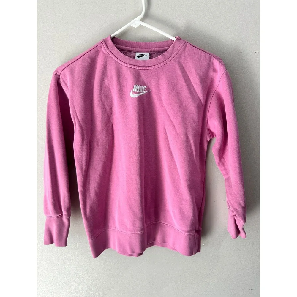 Nike Sportswear Kids Pink Fleece Crewneck Sweatshirt Futura Logo Size Medium